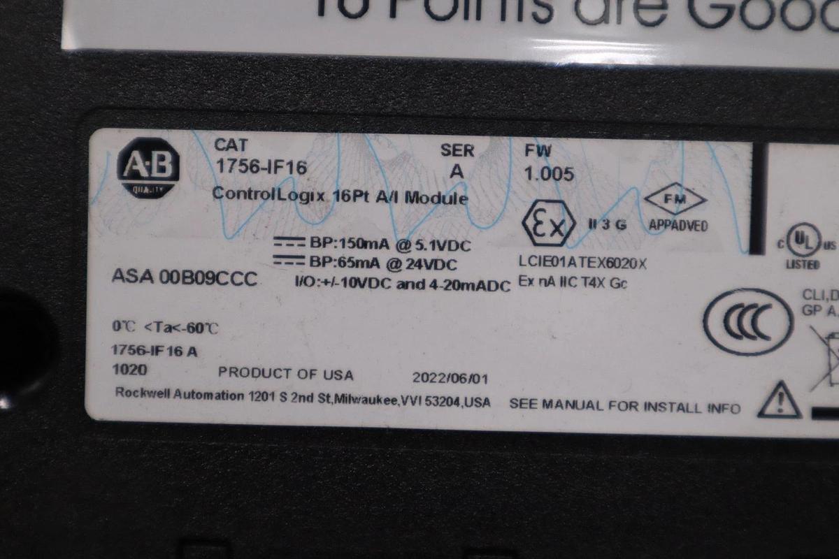 Refurbished Allen-Bradley 1756-IF16 ControlLogix 16 Point Analog Input Module - STOCK GF75A