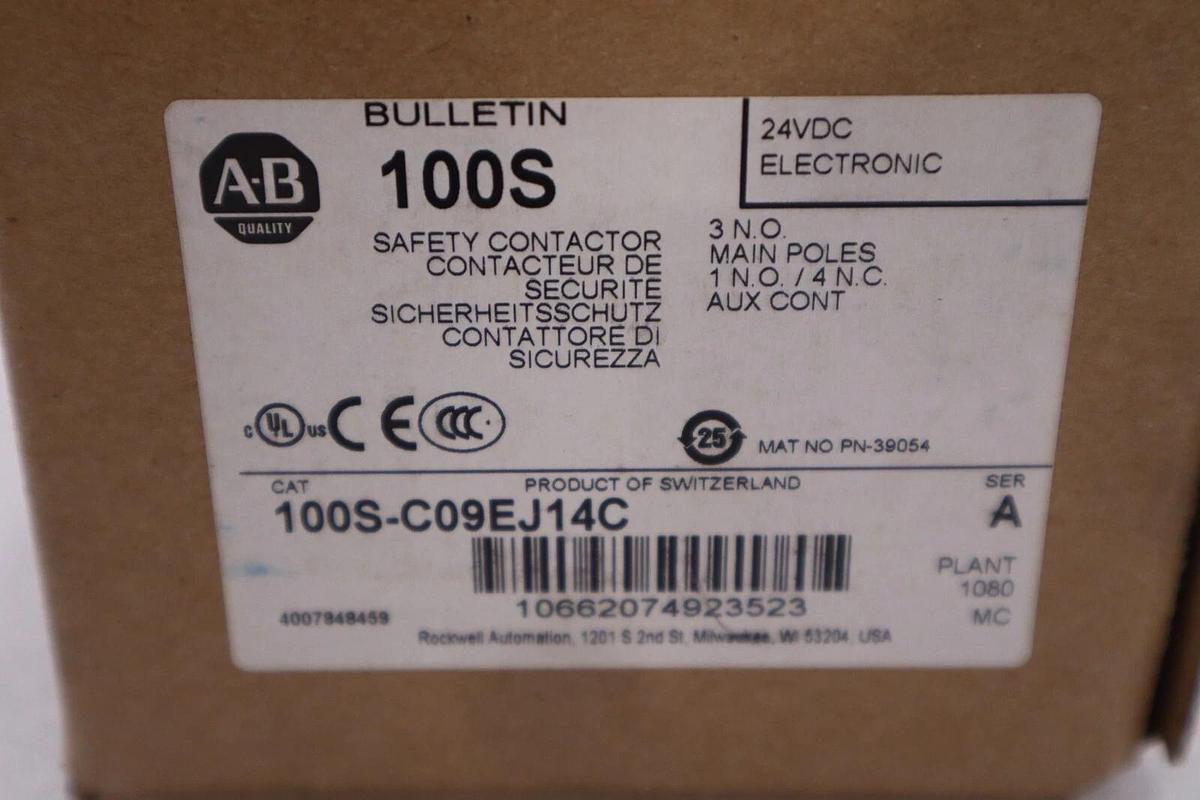 Used NEW ALLEN BRADLEY 100S-C09EJ14C SER. A 24VDC SAFETY CONTACTOR STOCK H211A