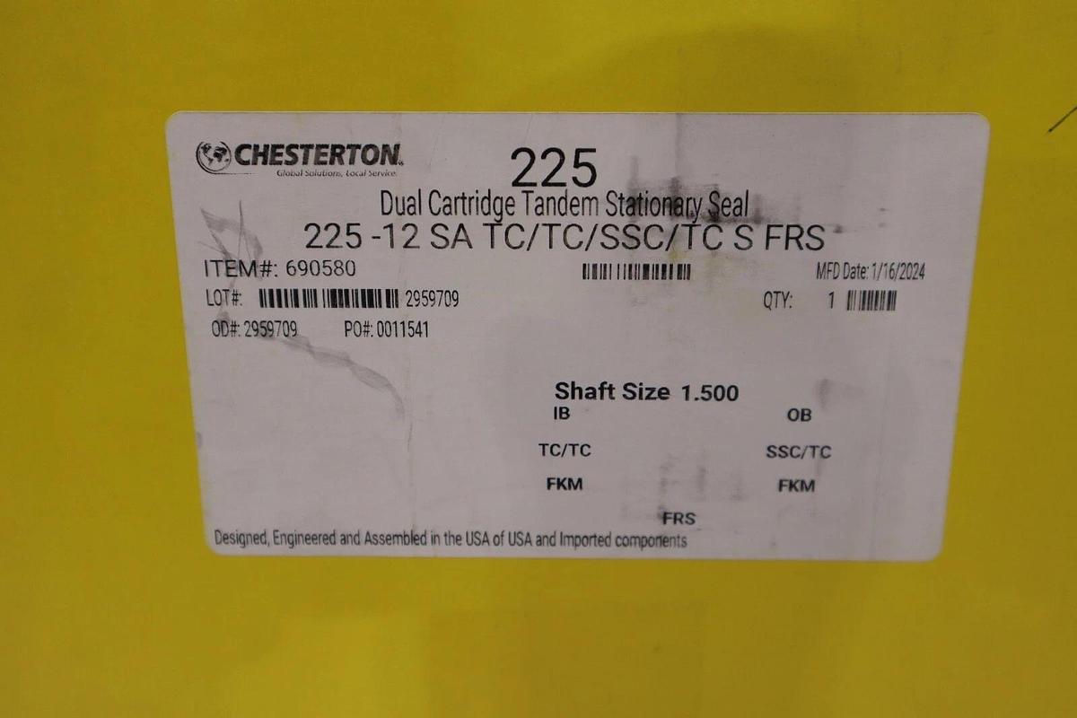 Used NEW CHESTERTON 225-12 SA TC/TC/SSC/TC S FRS 1.500 DUAL CARTRIDGE SEAL #2256B
