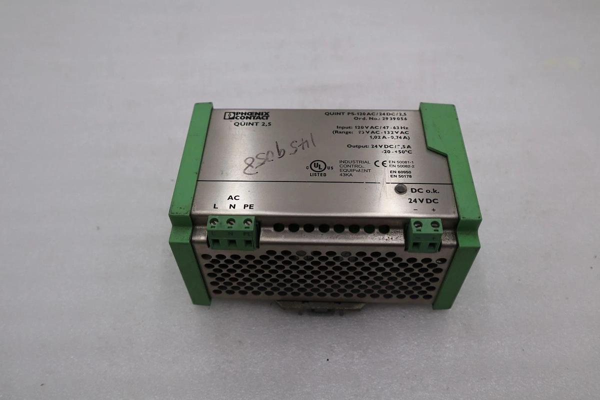 Used PHOENIX CONTACT QUINT-PS-120AC/24DC/2.5 POWER SUPPLY STOCK H557A