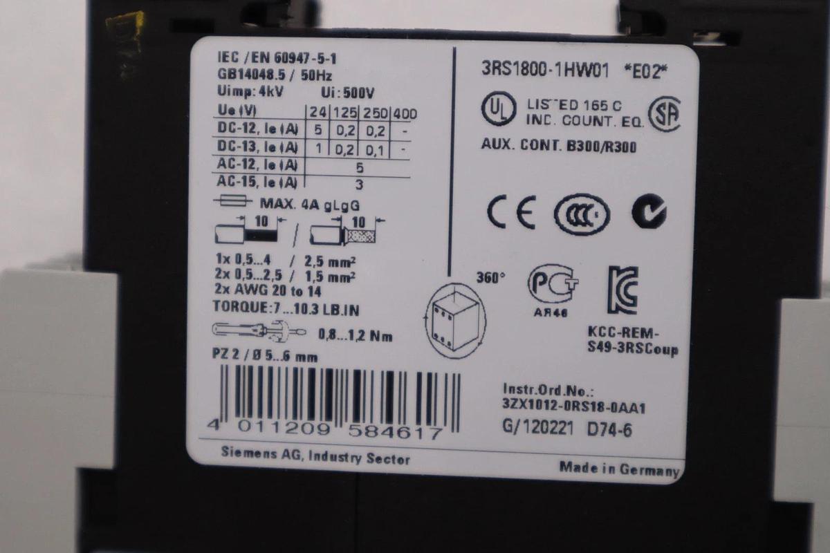 Used SIEMENS 3RS1800-1HW01 RELAY STOCK H1496A