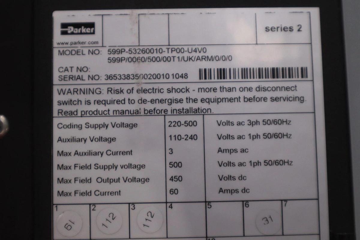 Used Parker Drive 599P-53260010-TP00-U4V0 SERIES 2 - STOCK GF963