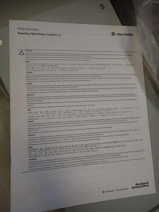 Used ALLEN BRADLEY 20BD077A0AYNAND0 POWERFLEX 700 DRIVE VFD 60 HP NEW UNIT STOCK S654