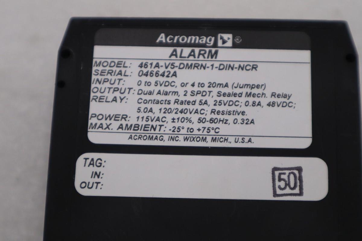 Used ACROMAG 461A-V5-DMRN-DIN-NCR ALARM NEW UNIT STOCK G885A