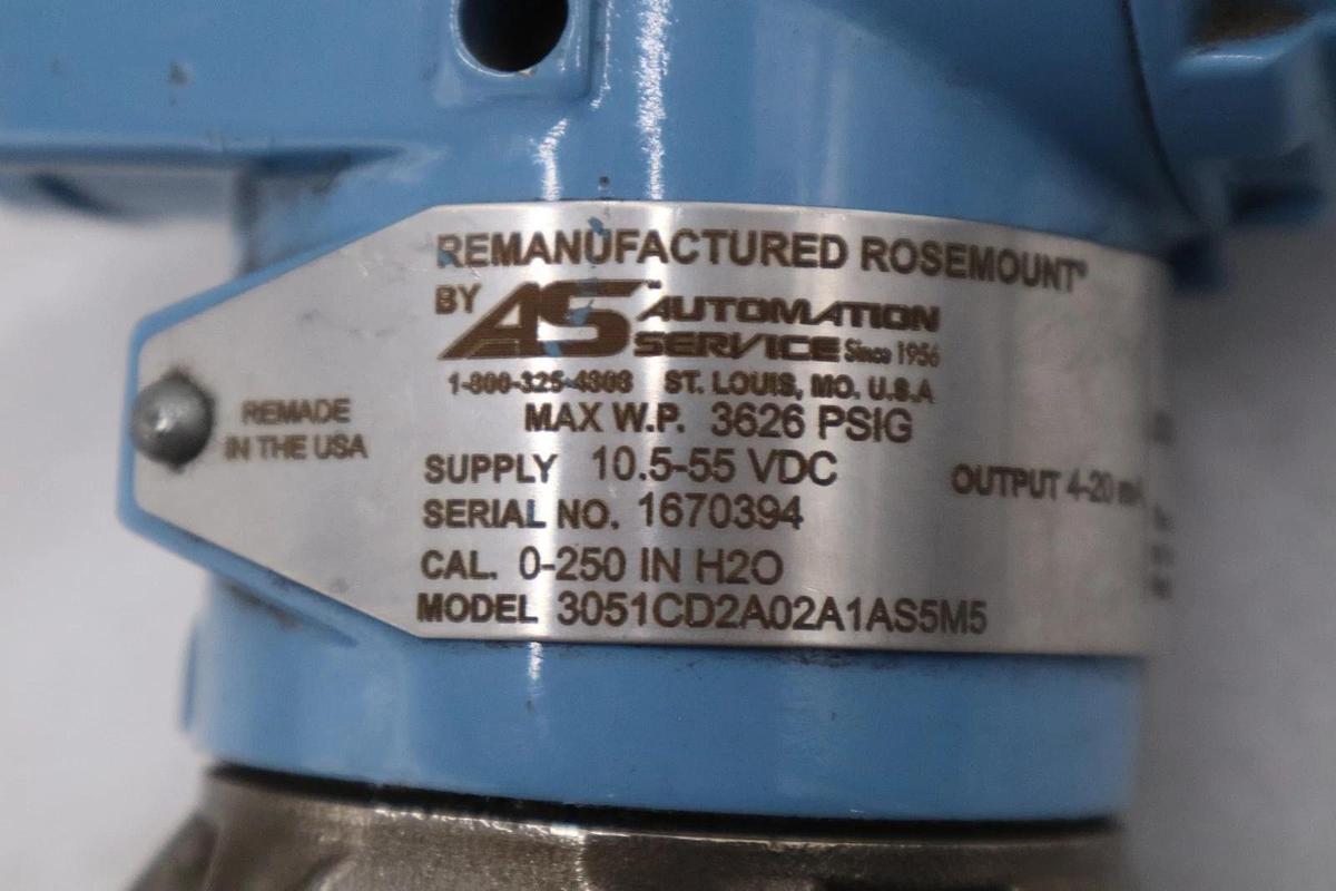 Used REMANUFACTURED Rosemount 3051CD2A02A1AS5M5 Pressure Transmitter STOCK GF-137