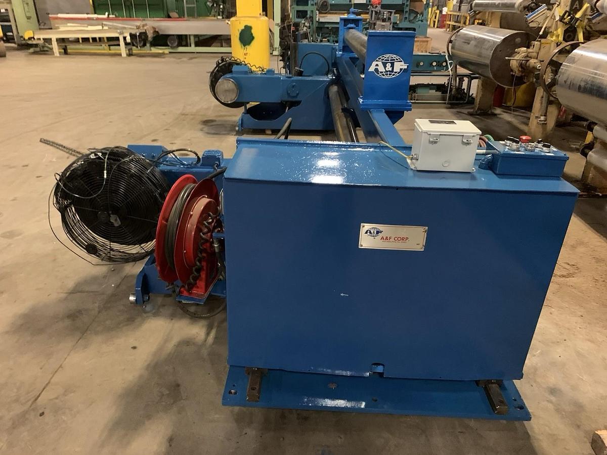 Used A & F MDL. RS-60 105" WIDE X 72" DIAMETER SHAFTLESS FLOOR PICKUP UNWIND STAND