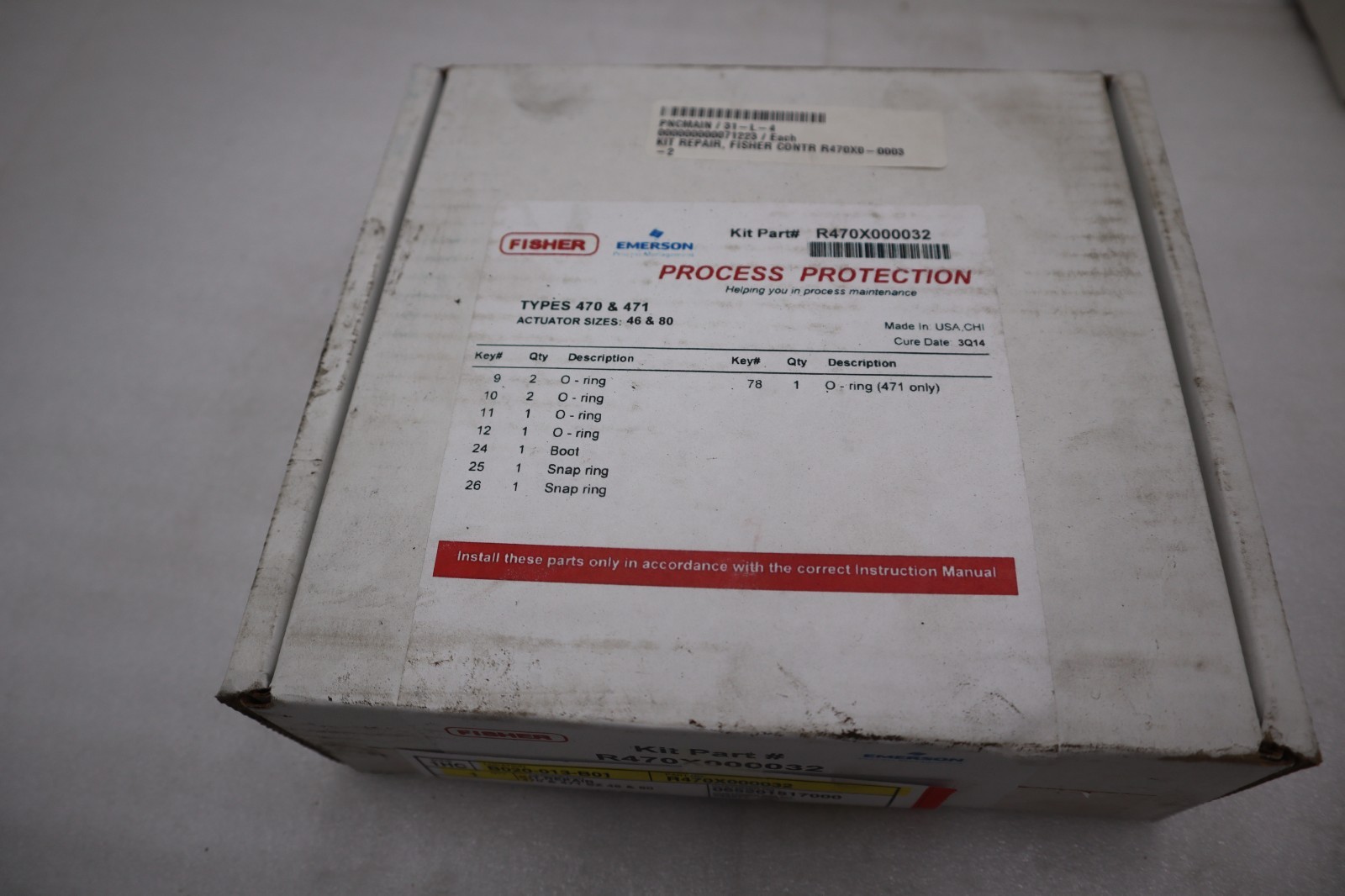 FISHER R470X000032 Repair Kit For Type 470 & 471 Actuator Sizes 46 & 60 #GF163A