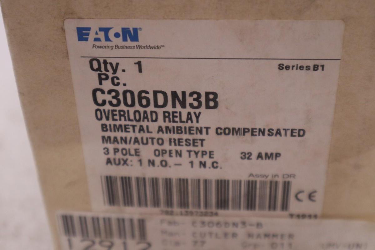 Used NEW OPEN BOX Eaton C306DN3B Overload Relay STK K312A