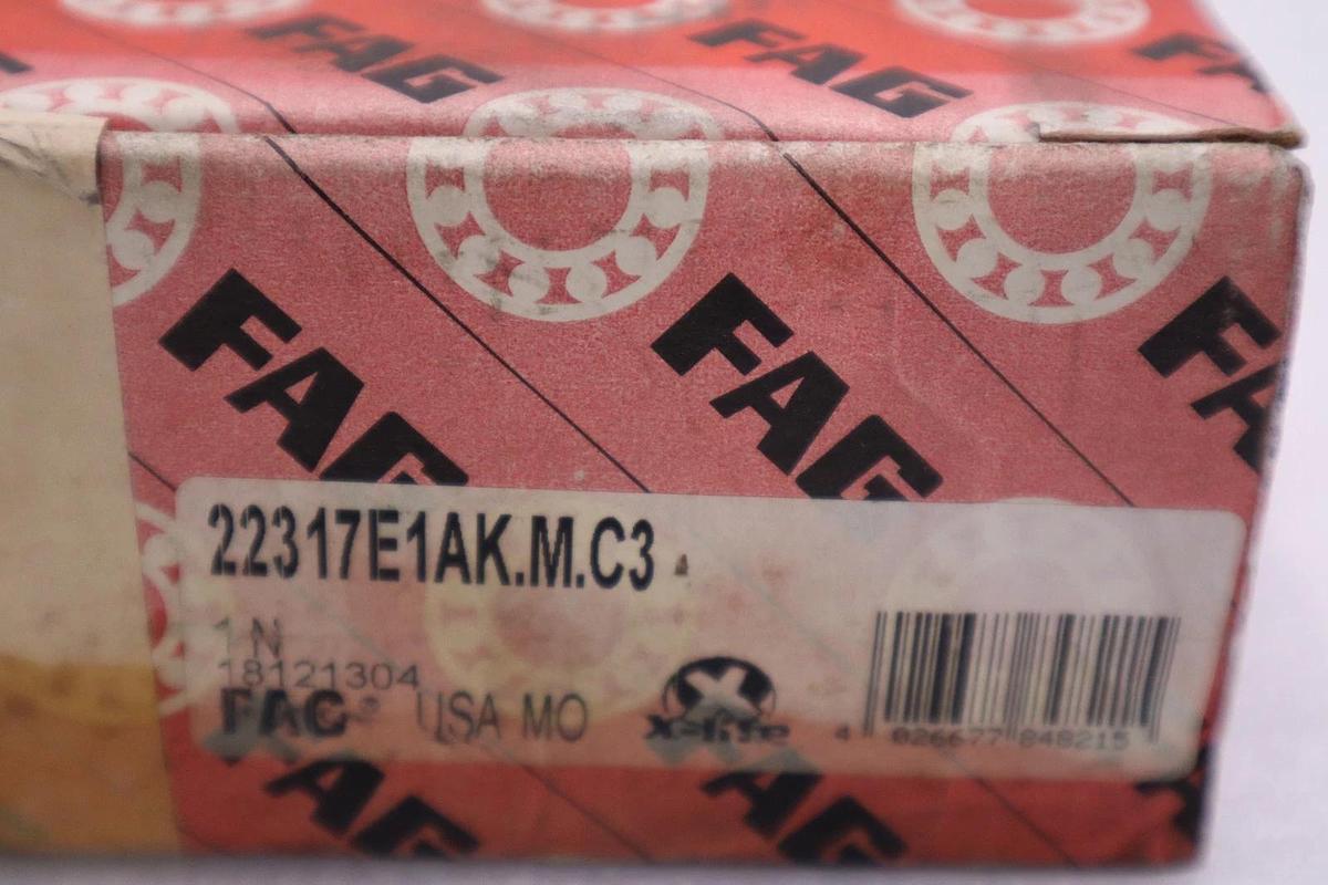 Used FAG 22317-E1A-K-M-C3/22317E1AK.M.C3 Spherical Roller Bearing - STOCK 1671CC