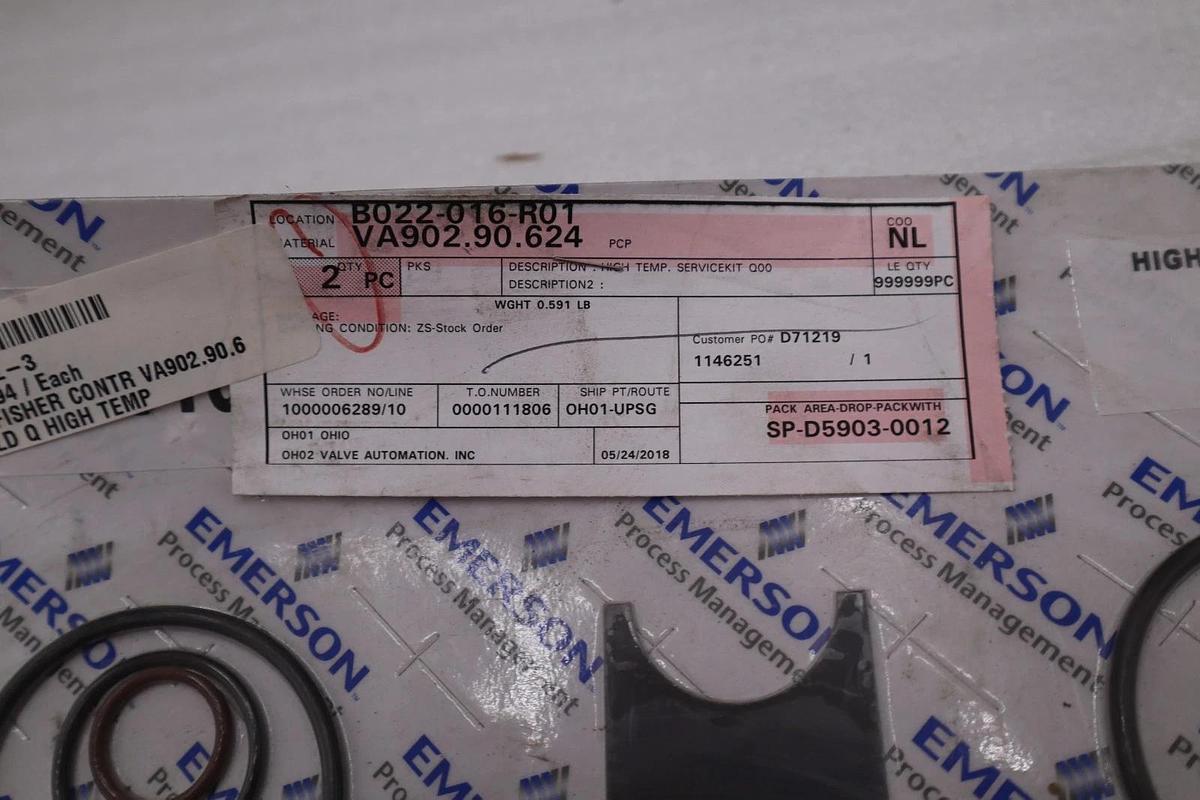Used FISHER EMERSON HIGH TEMP SERVICE KIT STOCK #121A