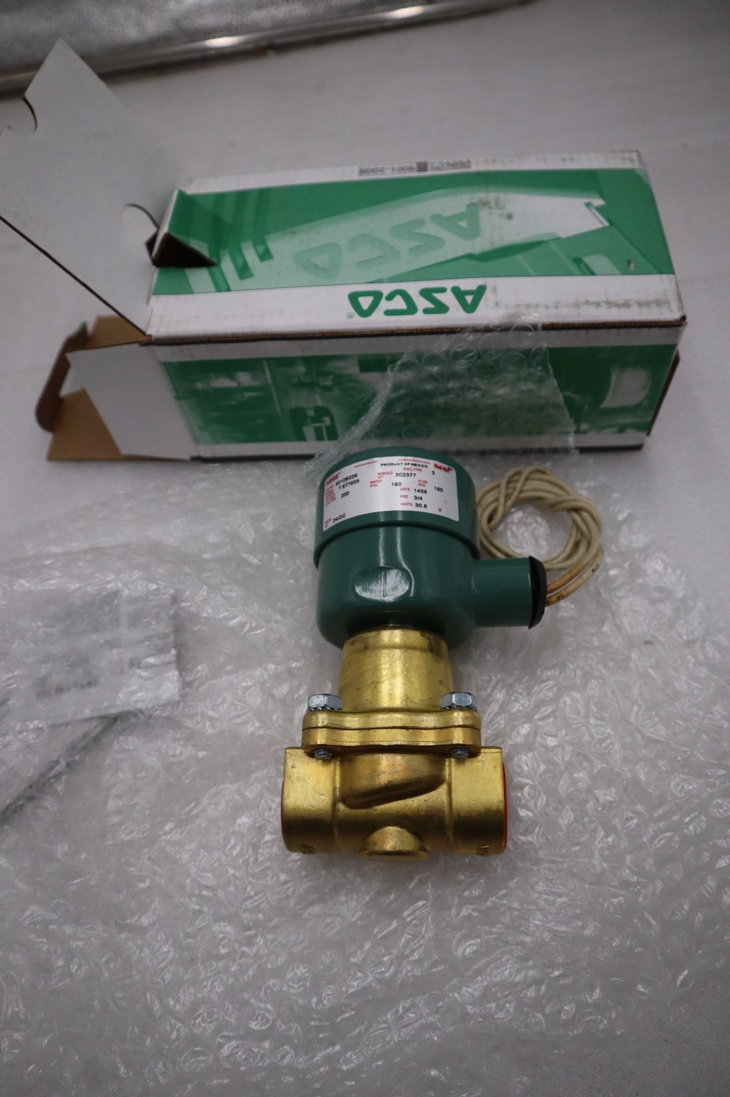 Used New ASCO 8210B026 Solenoid Valve, 3/4" NPT 120AC (FOUR AVAILABLE) STOCK H847