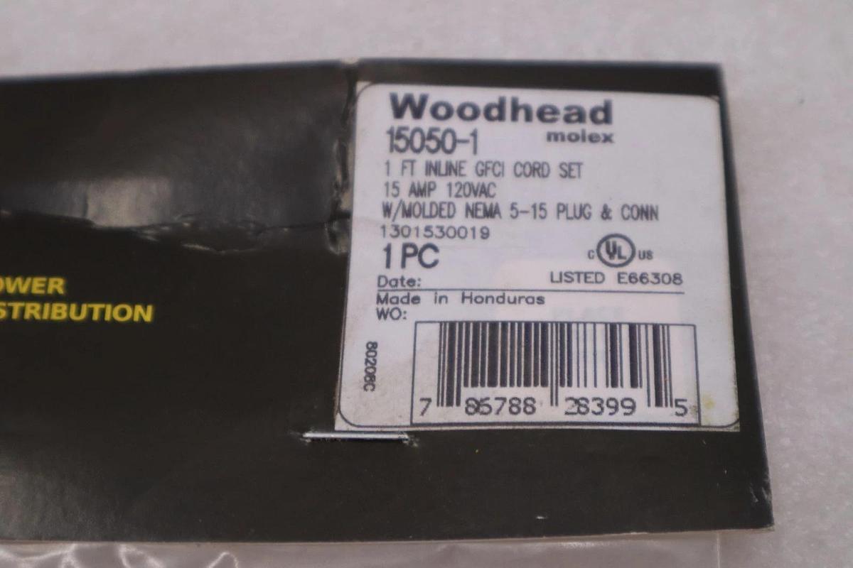 Used DANIEL WOODHEAD 15050-1 1 FT INLINE GFCI CORD SET - STOCK GF1065