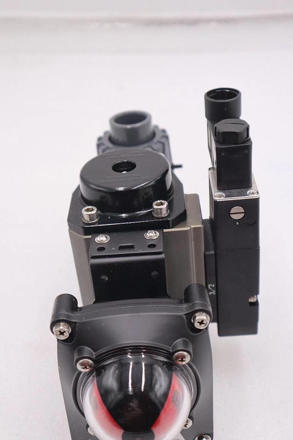 Used VALWORX 530163 AP063 PNEUMATIC ACTUATOR W/ 529102A SOLENOID 529910A VALVE #005-A