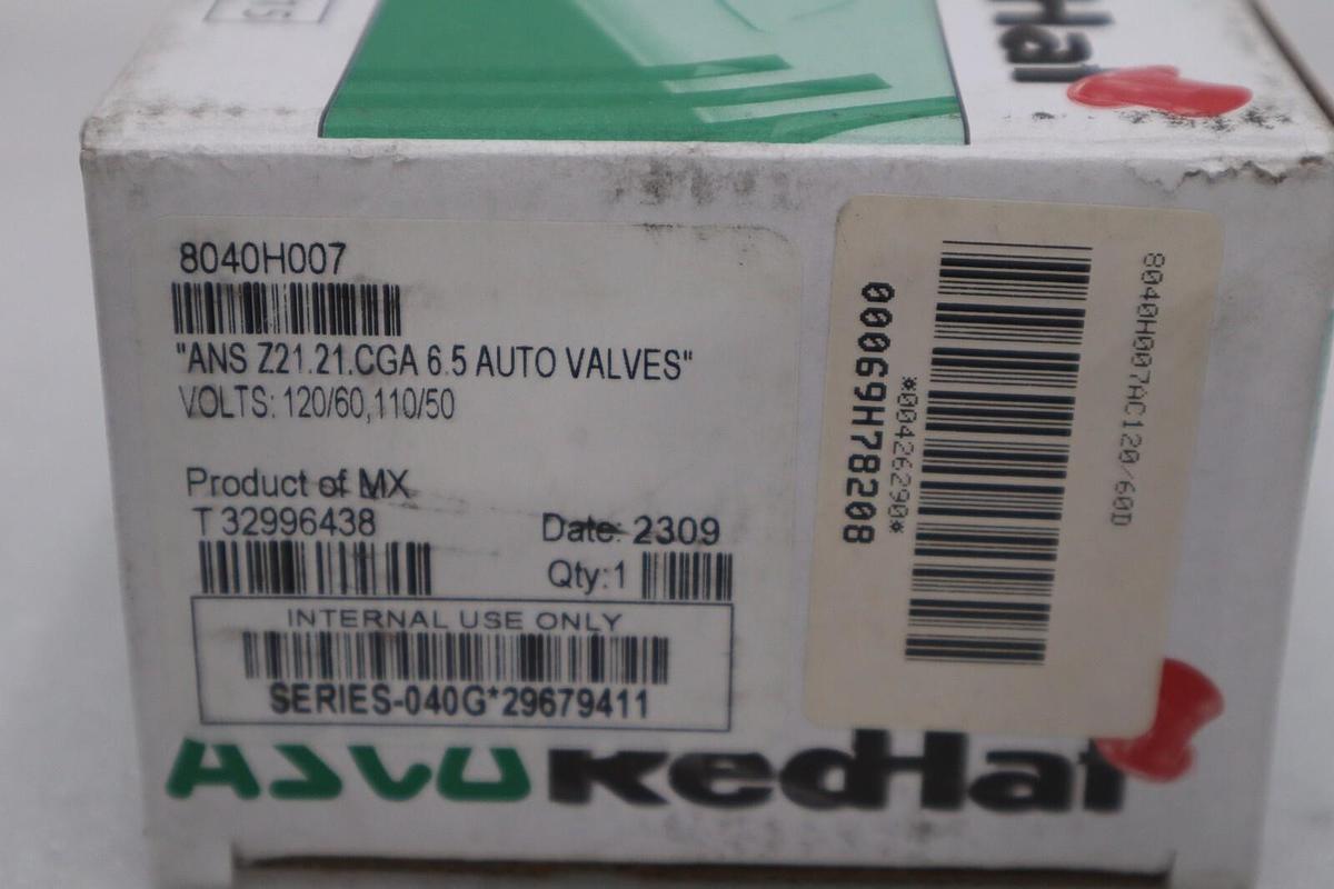 NEW ASCO REDHAT 8040H007 Solenoid Valve 2-Way/2-Position STOCK H298A