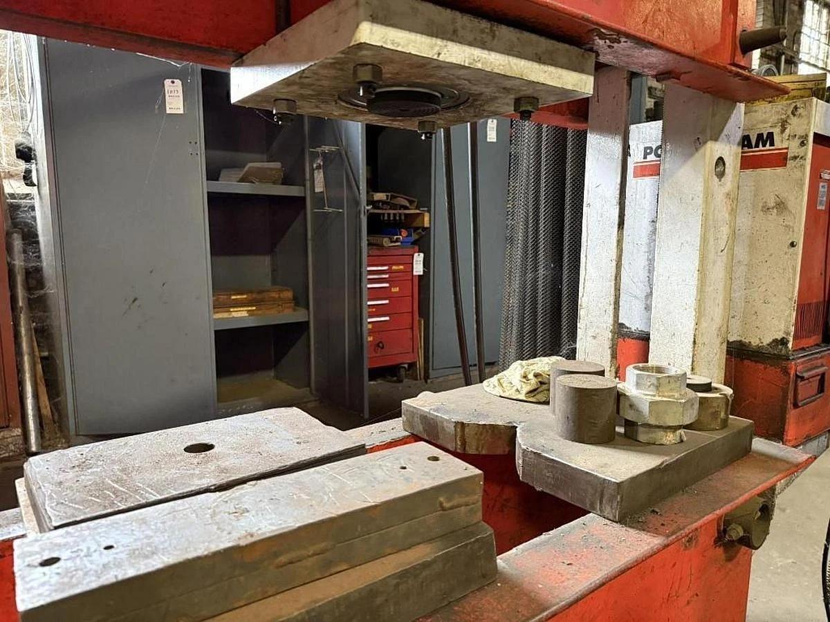 Used 80/100 TON PART NO. 210324(FRAME) POWER TEAM H-FRAME HYDRAULIC SHOP PRESS