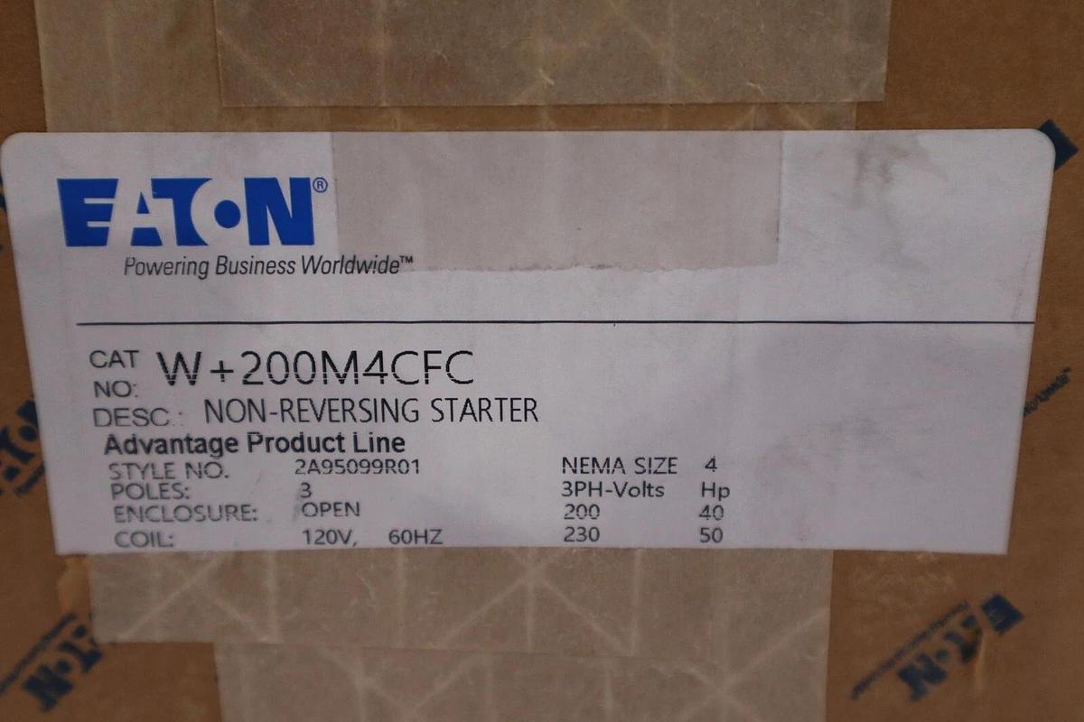 Used W+200M4CFC CUTLER HAMMER SIZE4 NON REVERSING STARTER 3 POLE NEW SEALED #G275