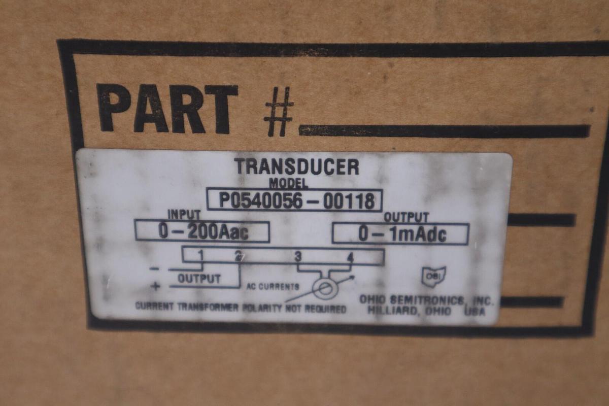 Used Ohio Semitronics Transducer Model P0540056-00118 With Current Transformer New