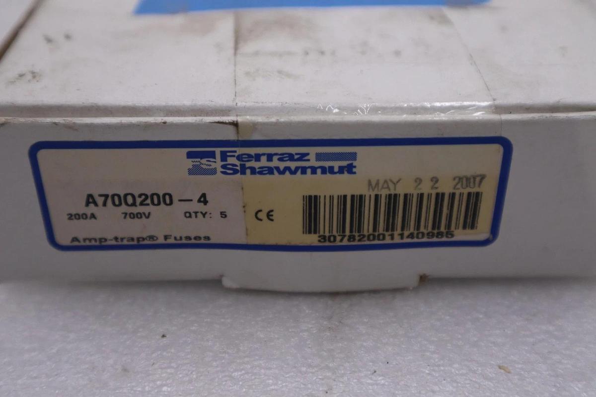 FERRAZ SHAWMUT A70Q200-4 200A 600V QTY: 5 BOX OF 5 NEW STOCK 5827A