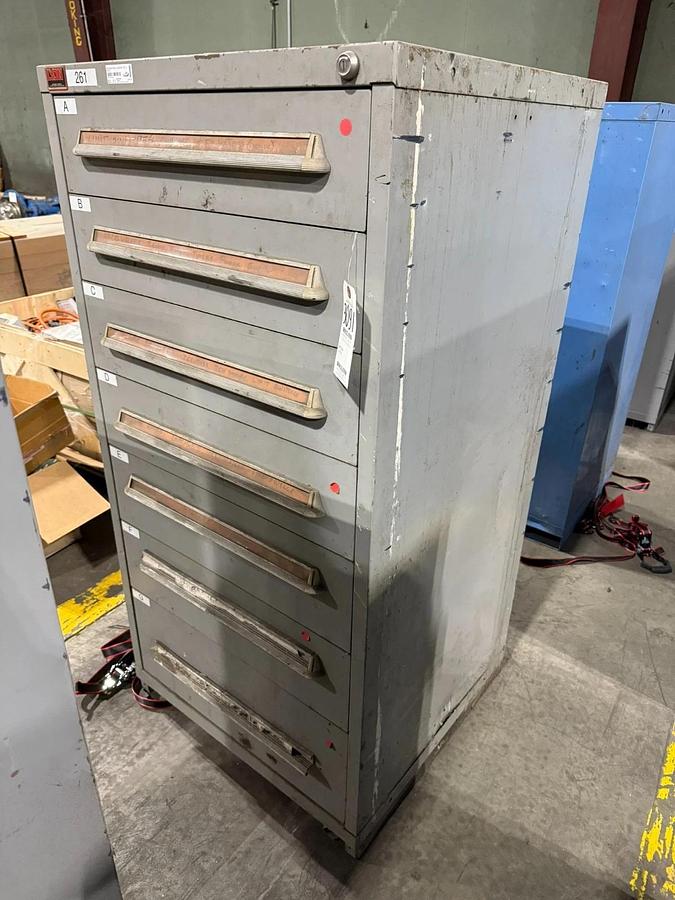 Used LYON 7 DRAWER CABINET 30"X28"X60" (NO CONTENTS)