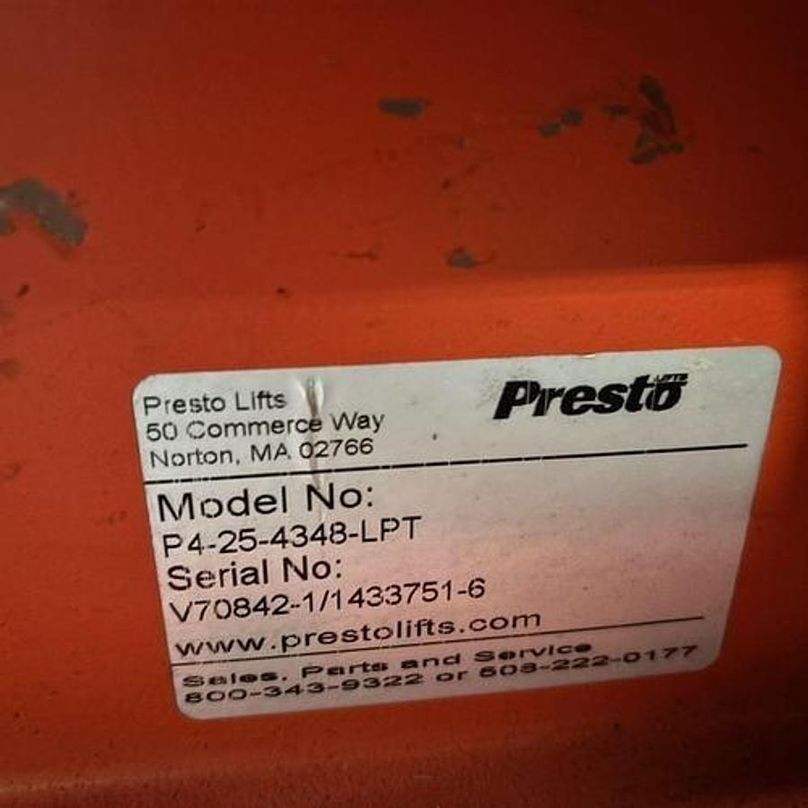 Used PRESTO P4-25-4348-LPT FLOOR LEVEL PALLET LIFT LOAD LEVELER TURNTABLE 2,500 POUND