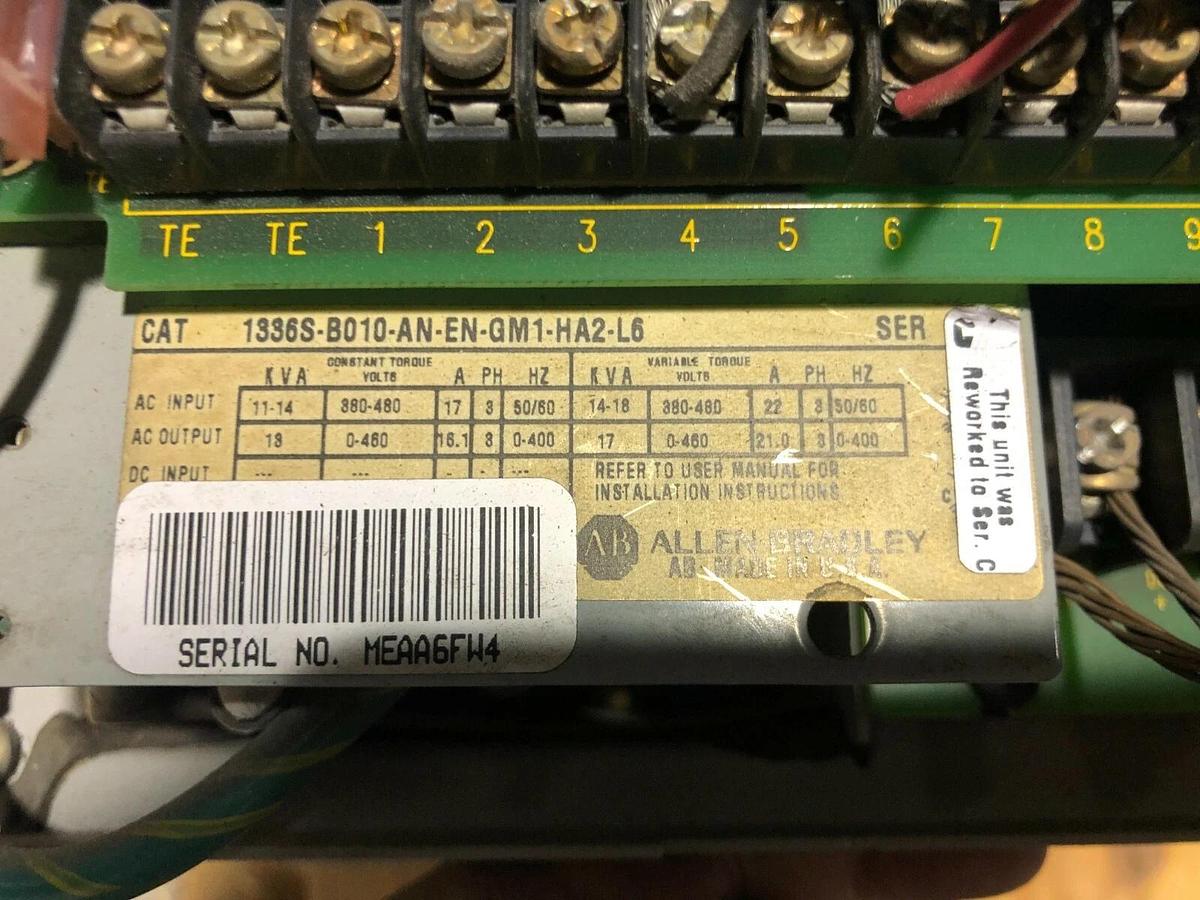 Used ALLEN BRADLEY 1336S-B010-AA-EN-GM1-HA2-L6 DRIVE SER C STOCK SK007