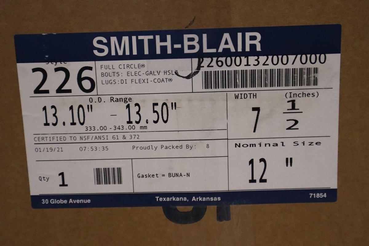 SMITH BLAIR 22600132007000 REPAIR CLAMP FULL CIRCLE NITRILE GASKET STOCK #1754