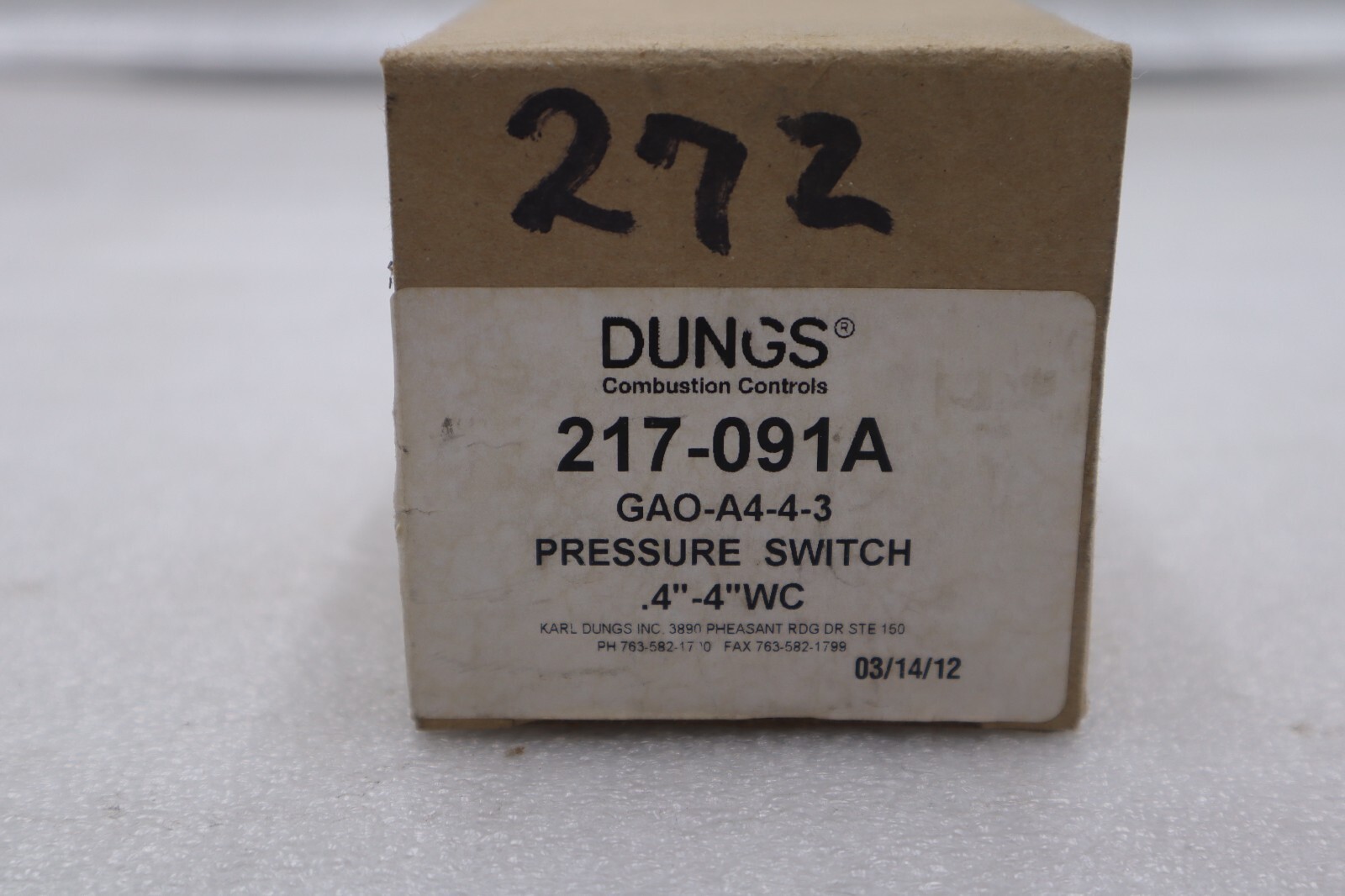 DUNGS 217-091A GAO-A4-4-3 PRESSURE SWITCH STOCK #3512