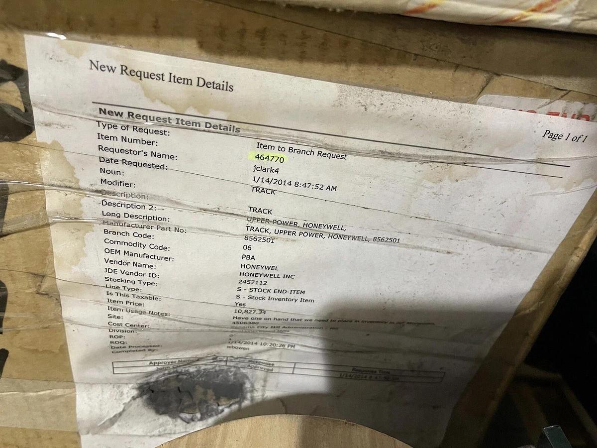 Used NEW IN BOX! HONEYWELL MEASUREX POWER TRACK  08652501 Upper Assy STOCK S-271