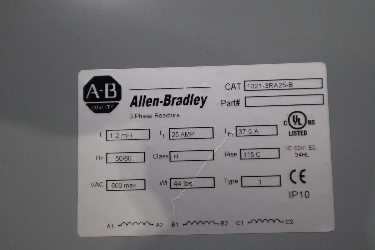 Used Allen Bradley 1321-3RA25-B Line Reactor 1.2mh 600v-ac 3ph - STOCK SGF-59