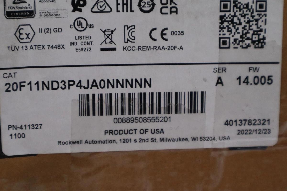 Used 20F11ND3P4JA0NNNNN POWERFLEX 753 2 HP DRIVE VFD NEW 2022 STOCK 5696
