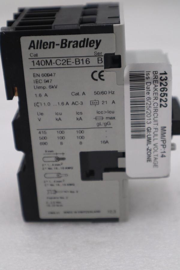 Used Allen-Bradley 140M-C2E-B16 Motor Protector Circ Breaker STOCK H93A