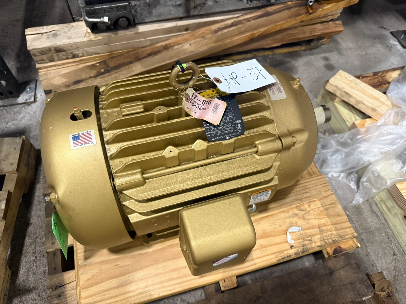 Used Baldor CEM4106T Super E Motor 20HP, 208-230/480VAC 3-Ph, 256TC, 3520RPM NEW UNIT