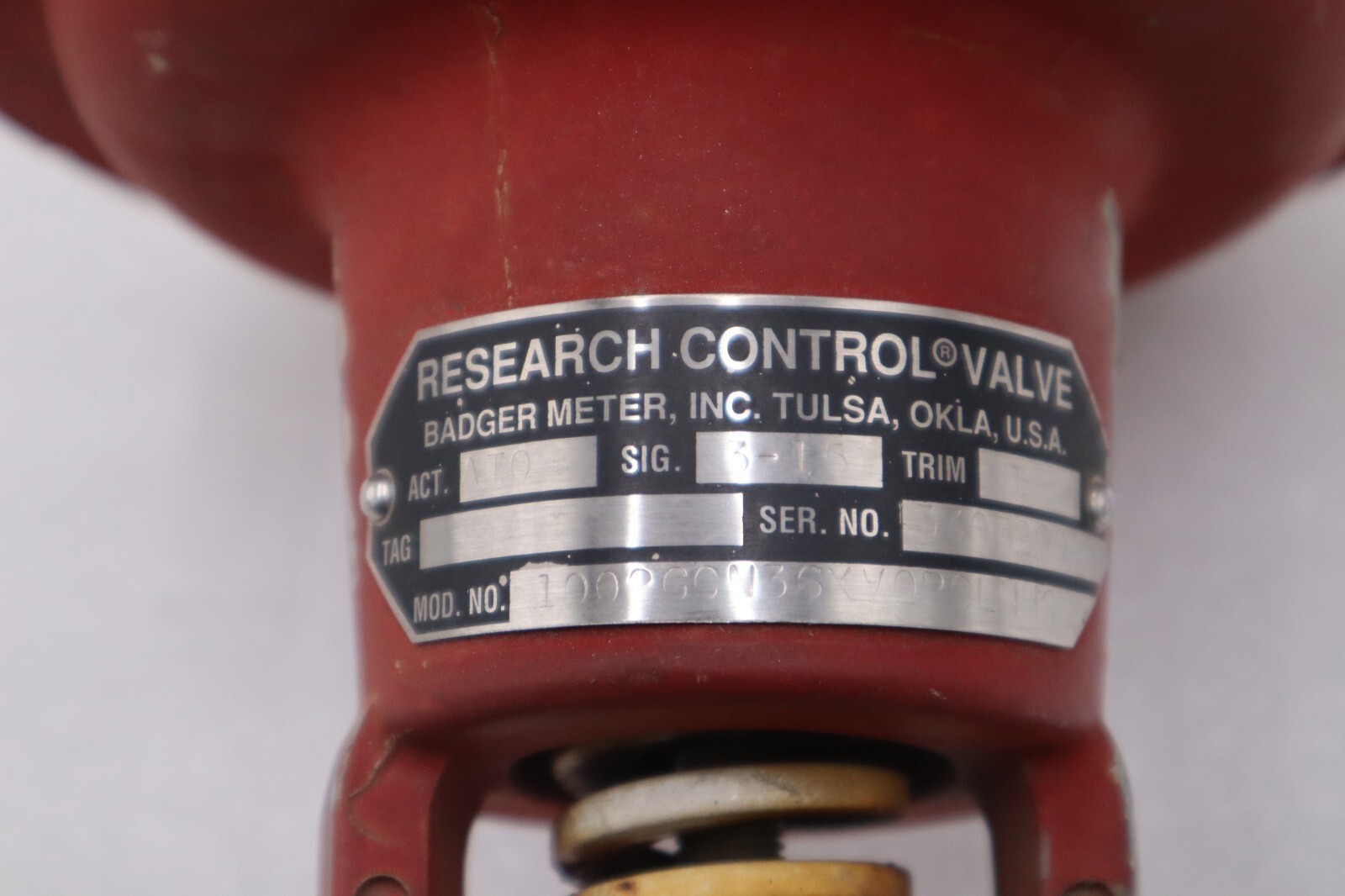 Used Badger Meter 1002GCN36SVOSFLN36  Research Control Valve STOCK M-78