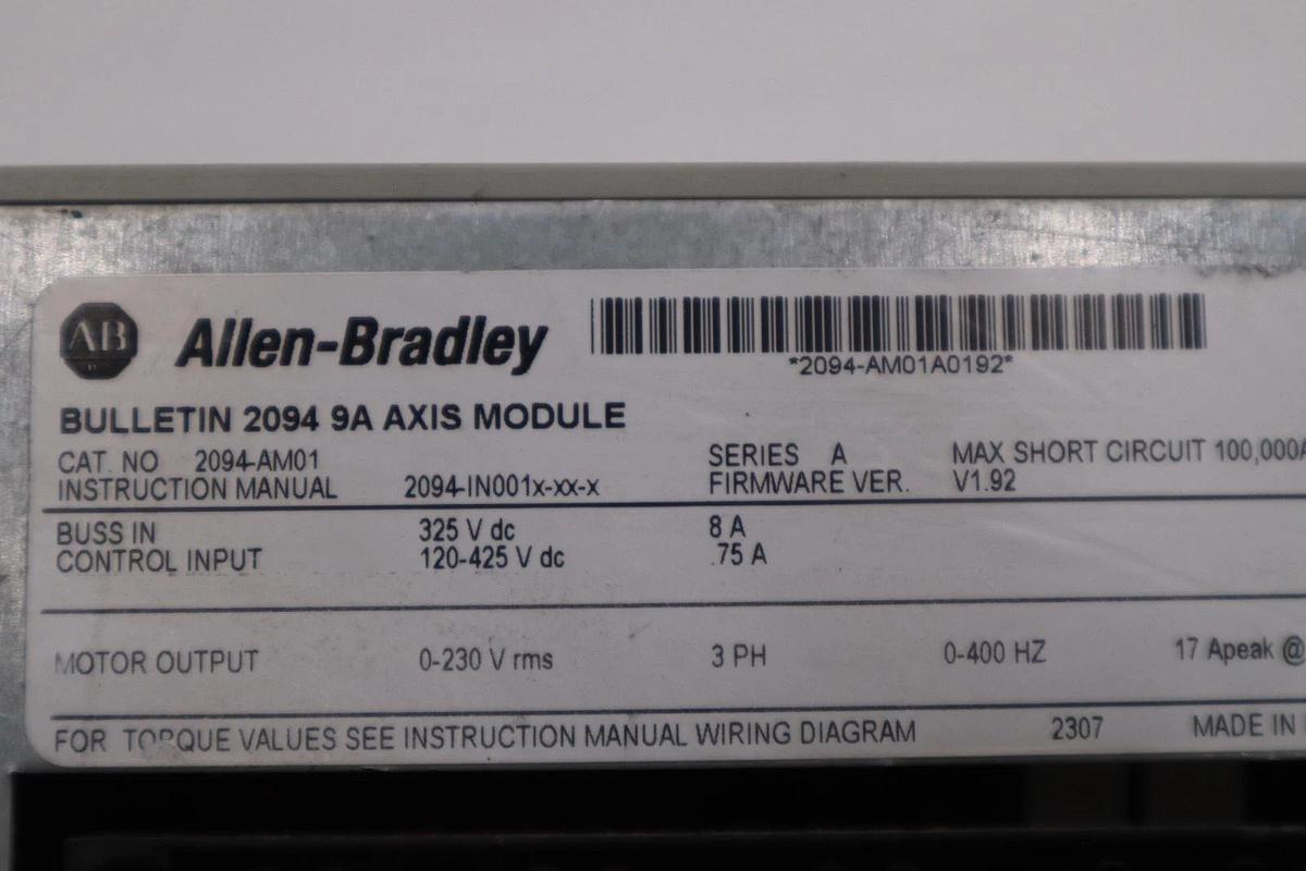Used ALLEN BRADLEY 2094-AM01 SERVO DRIVE STOCK H1602