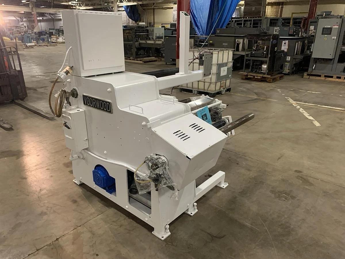Used 30” VOORWOOD DUPLEX MODEL 30-24 SLITTER REWINDER WITH TRIM BLOWER