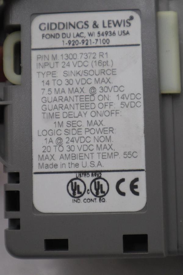 Used Giddings & Lewis M.1300.7372 R1 Input Module 24VDC SINK/SOURCE STOCK K-2927-A