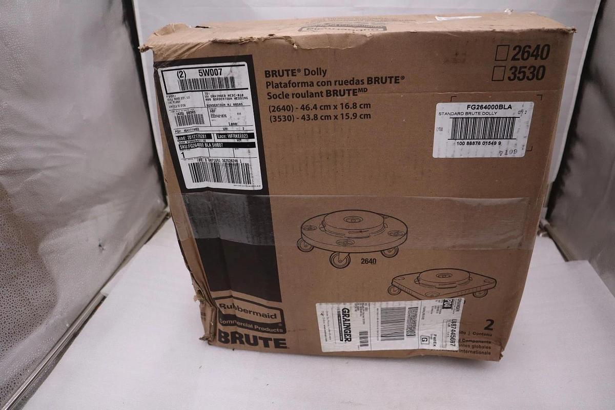 Used BOX OF 2 - Rubbermaid Container Dolly FG264000BLA for Brute Trash Can - #GF1154 86876015492