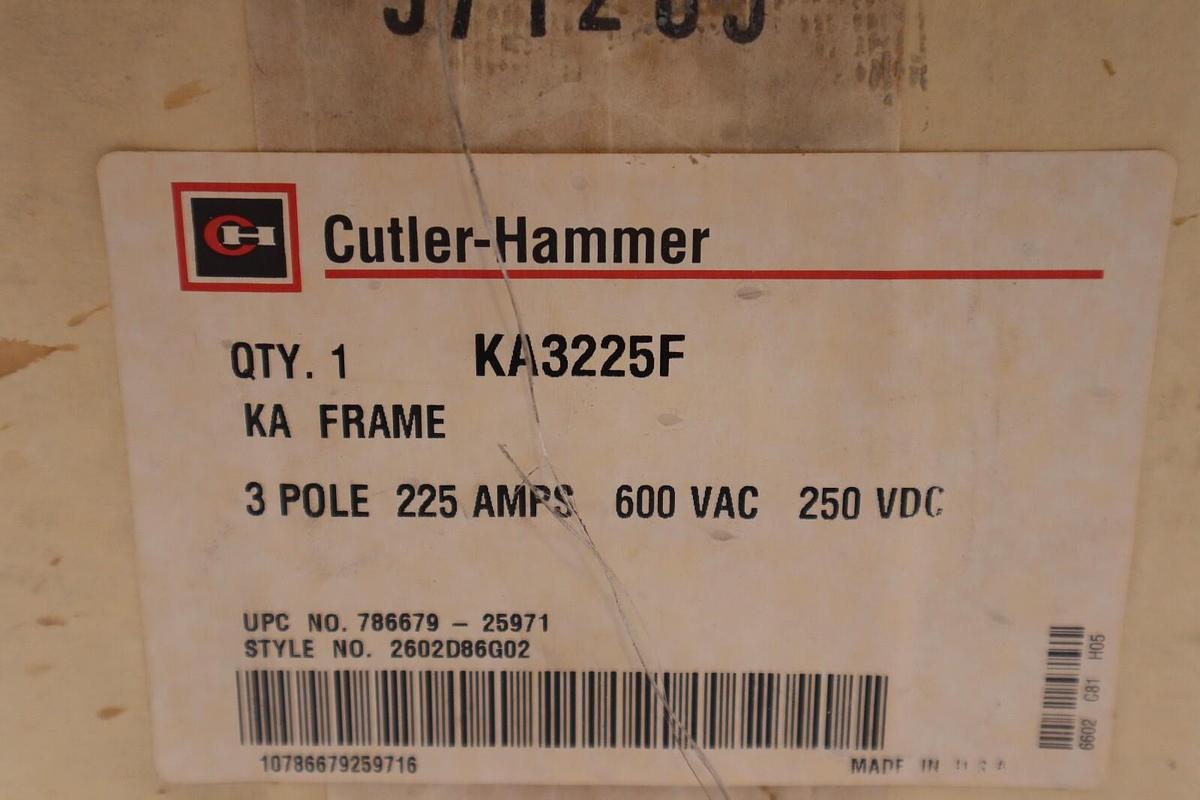 Used CUTLER HAMMER KA3225F 600VAC 225A #1946-A