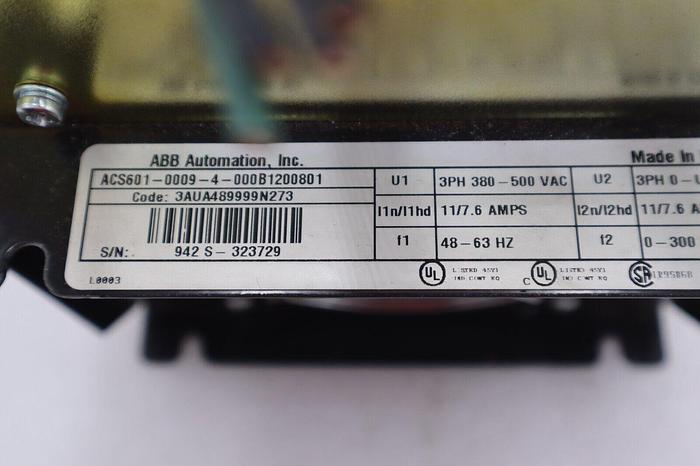 Used ABB Automation ACS601-0009-4-000B1200801 Adjustable Speed AC Drive Used #606-A