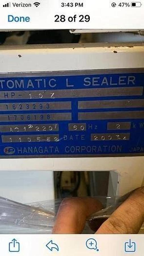 Used ARPAC HANAGATA AUTOMATIC L-BAR SEALER MODEL HP-10Z