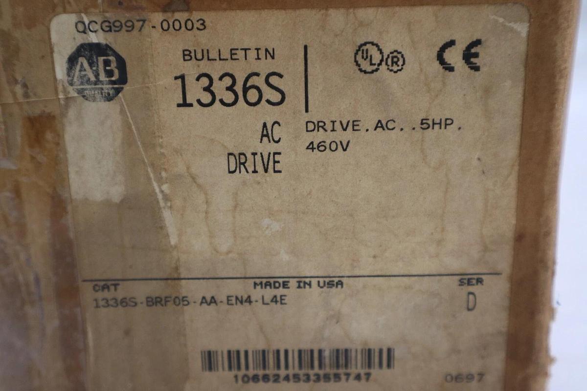 Used NEW Allen-Bradley 1336S-BRF05-AA-EN4-L4E AC DRIVE  5HP 460V SER D STOCK 2202