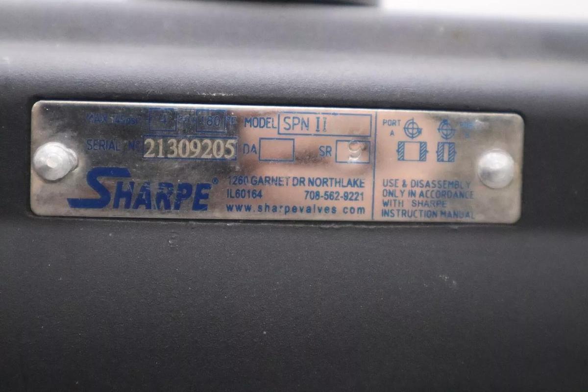 Used SHARPE SPN II 075 Double Acting Rack and Pinion Pneumatic Actuator STOCK 1549-A