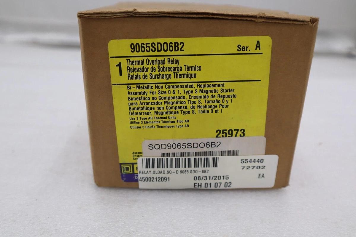 SQUARE D 9065SD06B2 THERMAL OVERLOAD RELAY T216128 NEW UNIT STOCK G320A