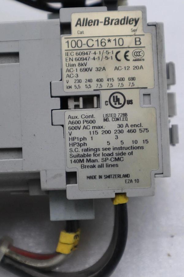 Used ALLEN BRADLEY 140M-D8E-C16 CIRCUIT BREAKER WITH 100-C16*10 CONTACTOR STOCK 4825A