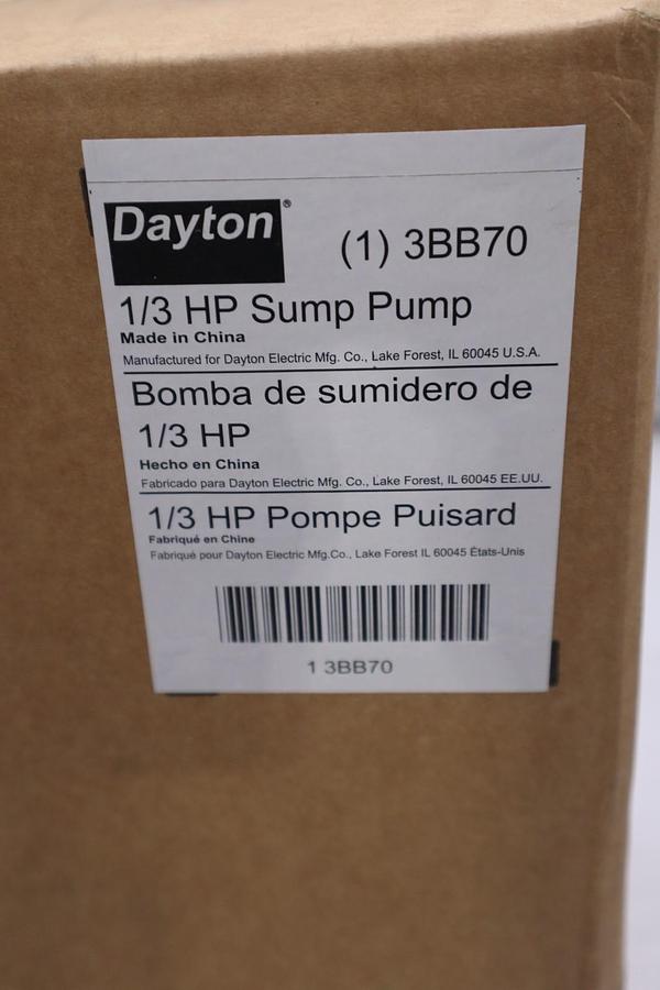DAYTON 3BB70 HP 1/3 Sump Pump Vertical Float - STOCK GF232