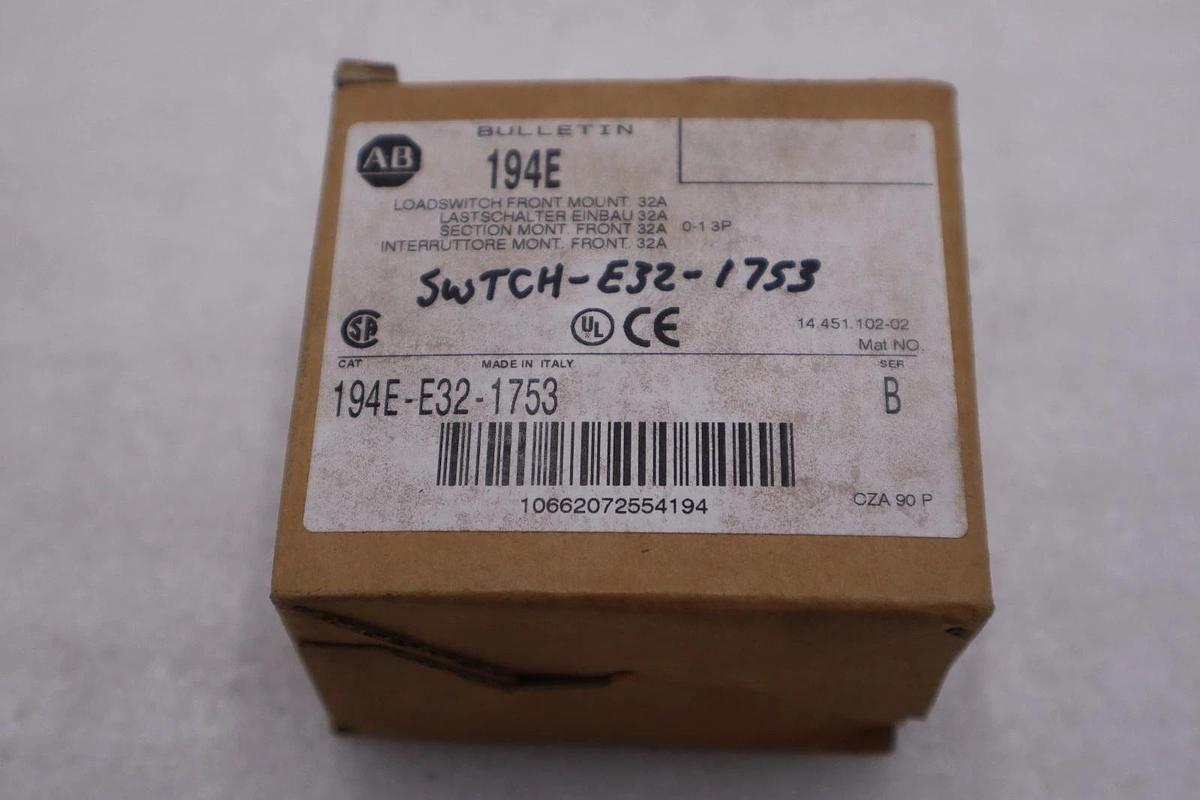 NEW OPEN BOX AB 194E-E32-1753  ALLEN BRADLEY LOAD SWITCH STK GF149A