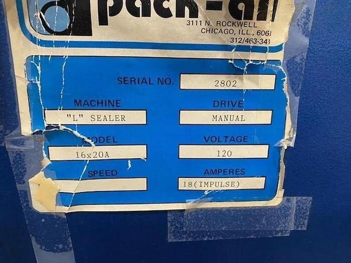 Used PACK-ALL / PACKALL MODEL 16 X 20A L SEALER