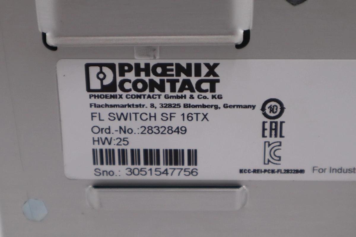 Used Phoenix Contact FL Switch SF 16TX, 16-Port Ethernet Switch 2832849 STOCK K-3489