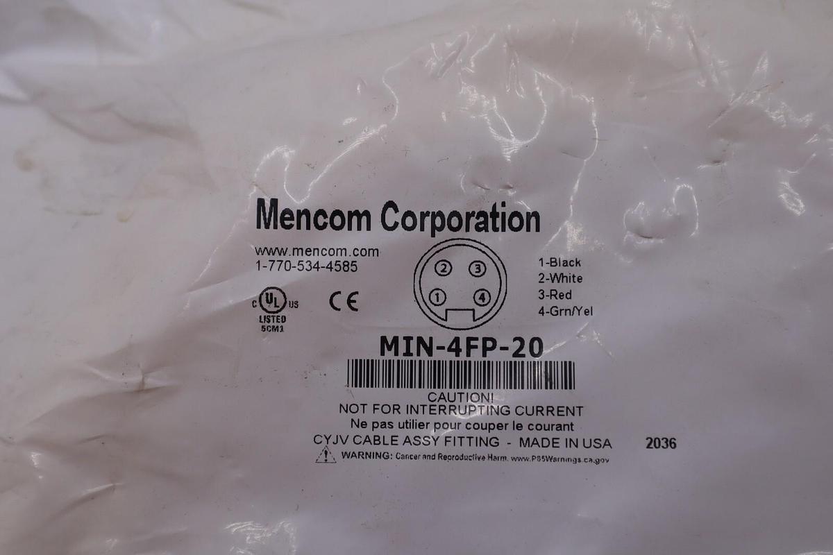 Used MENCOM CORPORATION MIN-4FP-20 CORDSET 4 PIN FEMALE STOCK #3273