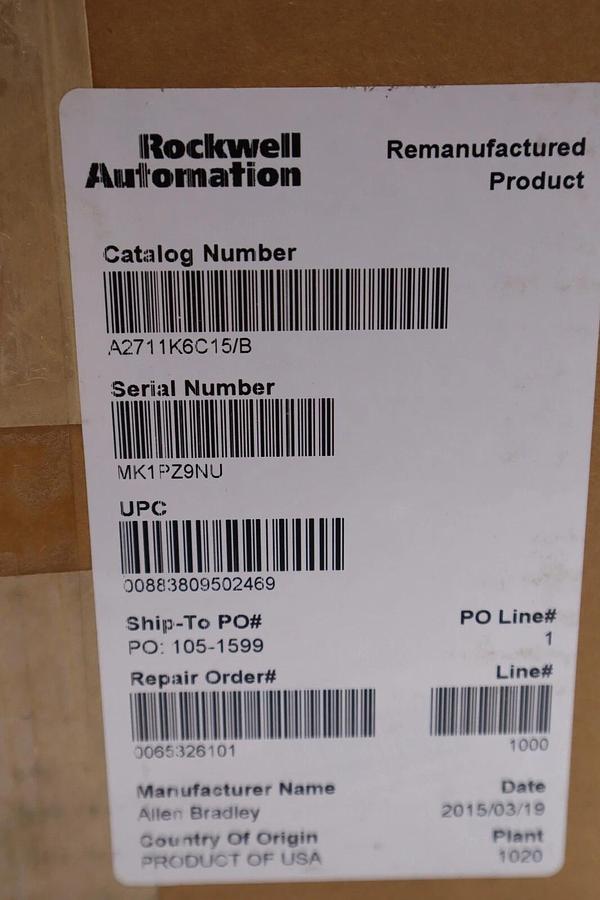 Used Allen-Bradley 2711-K6C15 /B PanelView 600 Color/Keypad/ControlNet STOCK 2348